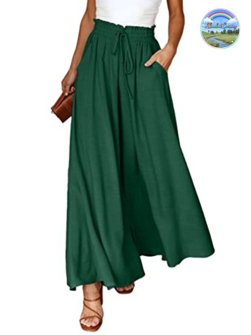 Wide Leg Elastic Waist Drawstring Pants with Pockets